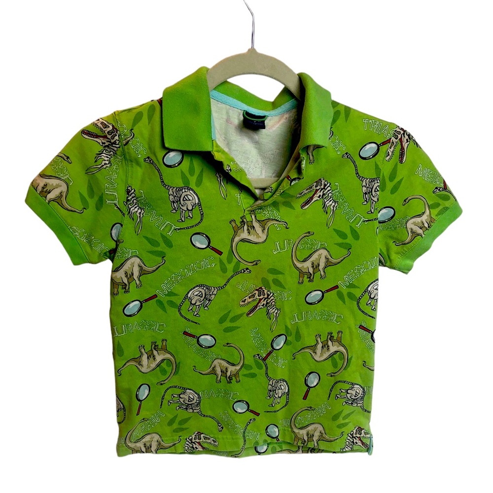 Get bone crazy! Dinosaur polo style shirt